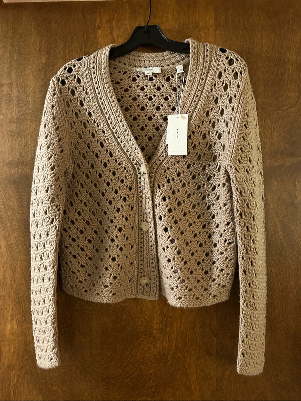 Vince Wool & Cashmere Crochet Cardigan in the shade Amber Light, Size M - Picture 10 of 13